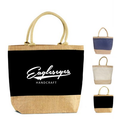 Eco-Friendly Two Tone Jute Beach Tote Bag