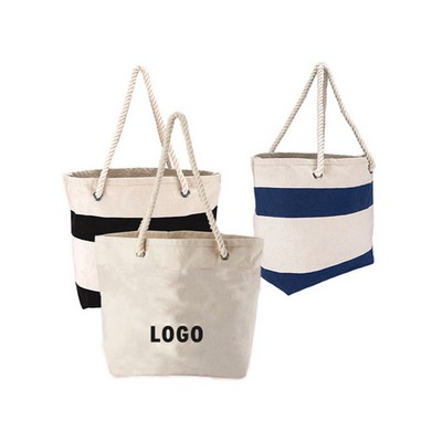 Classic Striped Canvas Tote - Multipurpose Carryall