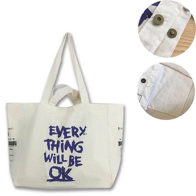 8 OZ Large Shopping Canvas Tote Bag with Inner Pocket(14"x 13"x 7")